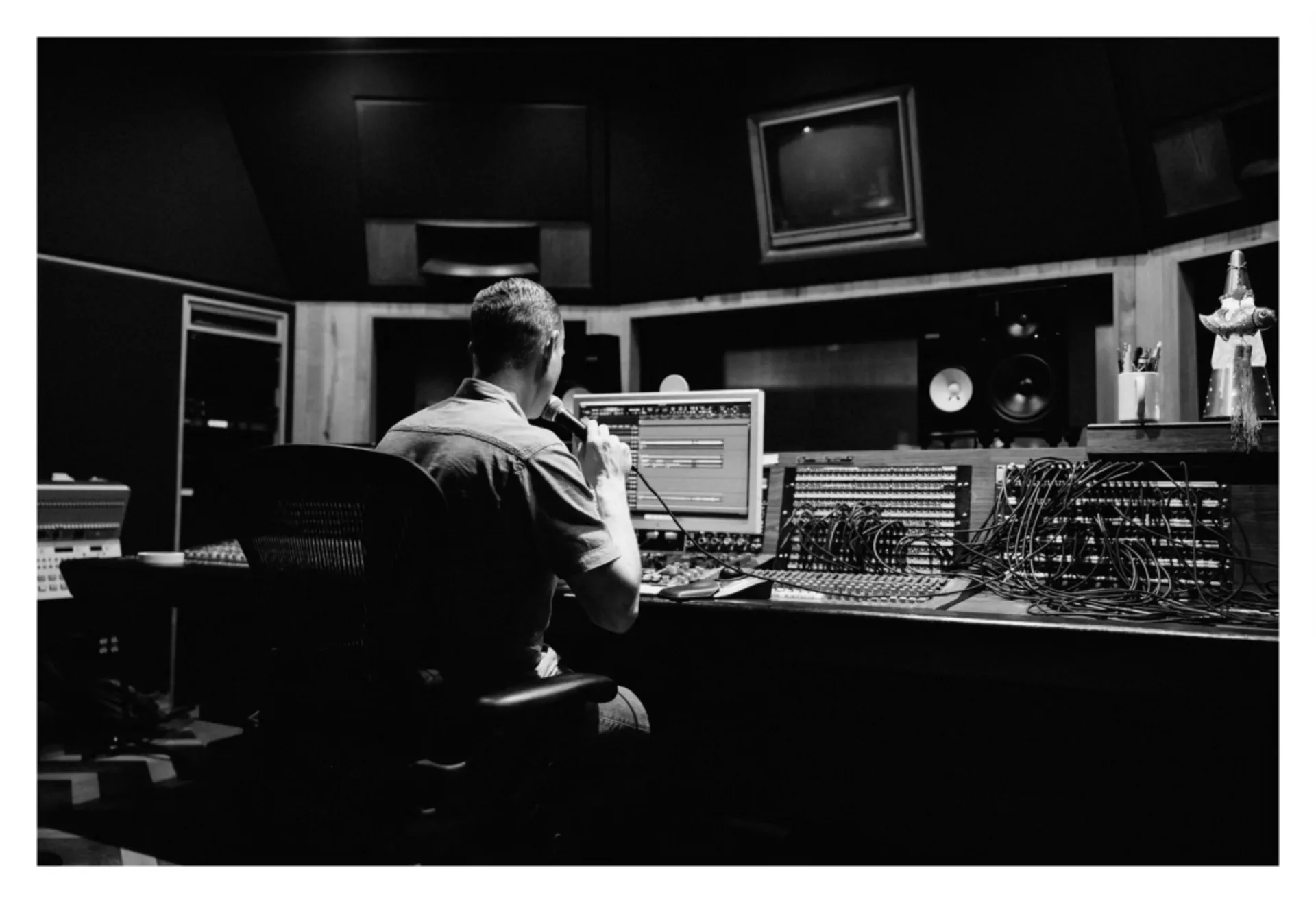 Mixing console in the studio
